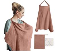 Couverture d'allaitement en mousseline de coton - lot de 2 - 71 x 105 cm - tablier respirant et ajustable - 25 x 25 cm - marron