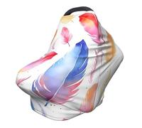 Couverture d'allaitement en plumes colorées - Couverture complète à 360 ° - Écharpe bohème extensible pour l'allaitement et le siège de voiture - Convient à la plupart des poussettes et landaus