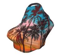 Couverture d'allaitement Hawaï Sea Sunset - Couverture complète à 360° - Motif palmier - Écharpe extensible pour l'allaitement et le siège de voiture - Convient à la plupart des poussettes et landaus