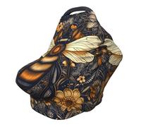 Couverture d'allaitement multi-usage pour bébé, art moderne, animaux sauvages, abeille avec fleurs, housse de siège de voiture d'allaitement pour bébés, douce et respirante, essentiels pour