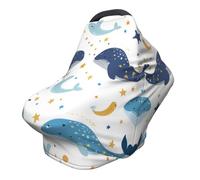 Couverture d'allaitement multi-usage pour bébé, motif animaux marins, dauphins, océan, housse de siège de voiture pour bébés, douce et respirante pour nouveau-né
