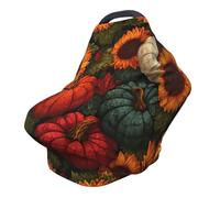 Couverture d'allaitement vintage tournesol citrouille couverture complète 360 ° coloré automne écharpe extensible pour allaitement et siège de voiture convient à la plupart des poussettes et landaus
