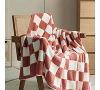 Couverture Damier, Chaud Confortable Vichy Climatisation Couverture - Couvertures Portables Décoration Intérieure Lit Canapé Lavable en Machine, Red, 130 * 160cm