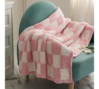 Couverture Damier, Chaud Confortable Vichy Climatisation Couverture - Couvertures Portables Décoration Intérieure Lit Canapé Lavable en Machine, Pink, 130 * 160cm