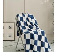 Couverture Damier, Chaud Confortable Vichy Climatisation Couverture - Couvertures Portables Décoration Intérieure Lit Canapé Lavable en Machine, Blue, 130 * 160cm