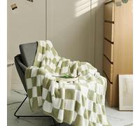 Couverture Damier, Chaud Confortable Vichy Climatisation Couverture - Couvertures Portables Décoration Intérieure Lit Canapé Lavable en Machine, Green, 130 * 160cm