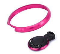 Couverture D'anneau de Porte-clés, Akozon Aluminium Intelligent Couverture de Garniture de Jante D'anneau de Porte-clés Remplacement pour Mini R55 R56 R57 R58 R59 R60(Rose Rouge)