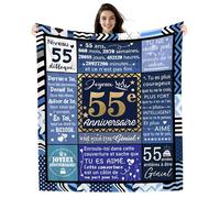 Couverture d'anniversaire 130 x 150 cm pour Homme de 55 Ans Papa Papi Frère Cousin Petit Ami Mari Oncle Neveu Beau-père Ami Collègue Joyeux Anniversaire Idées Cadeaux pour 55e Anniversaire(55-lui)