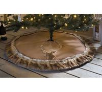 Couverture d'arbre de Noël "Cerf" en brun, Ø 120 cm, avec fourrure artificielle, jupe / couverture d'arbre de Noël