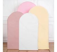 Couverture d'arc en tissu Chiara 6 ~ 7.2 pieds, blanc crème, Rose poussiéreux, couverture de support d'arc d'arrière-plan pour anniversaire, réception-cadeau pour bébé, décor de mariage Baby Pink
