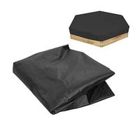 Couverture de bac à Sable, 140 x 120 x 20 cm / 55,1 x 47,2 x 7,9 Pouces Bouchon de Sable Hexagonal en PVC pour bac à Sable, Piscine étanche, Emballage Complet avec Cordon de (Black)