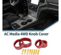 Couverture De Bague De Bouton De Commutateur Contrôle 4Wd Volume Média Climatiseur pour AC Pour Jeep Grand Cherokee 2014-2021 Robuste | Autocollant Intérieur Rouge 4 Pièces