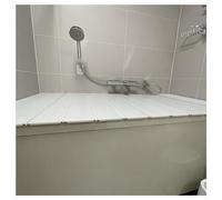 Couverture De Baignoire Pliant Baignoire Couverture Plastique Panneau Anti-poussière Ponts De Baignoire, PVC Protège-poussière Plateau De Baignoire pour Spa, Salle Bain & Douche Pliante (Color : Whit