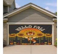 Couverture de bannière de porte de garage 1,8 x 4 m - Motif tournesol vintage - Décoration murale d'intérieur et d'extérieur - Citrouille rétro - Fond photo à suspendre
