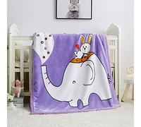 Couverture de Bébé en Peluche Douce, Confort Double Couche,Unisexe - pour Poussette, Draps pour lit de Bébé,Nouveau-nés, Emmailloter,Couverture de Jeu 39x51 Pouces (Éléphant Violet)