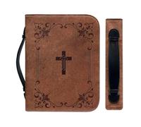 Couverture De Bible En Cuir PU - Support D'écriture Classique, Pochette Zippée Durable, Organisateur De Livre Sacré Hydrofuge Avec Poignée | Étui De Foi Portable Pour Dames Pour Les Retraites D'enseig
