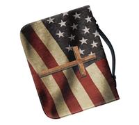 Couverture de Bible en Faux Cuir, Sacoche Patriotique avec Poignée | Fermeture Éclair Sécurisée, Poches Pratiques, Style Vintage Américain, pour Église et Événements Religieux