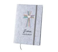 Couverture de bible en feutre personnalisable - Protège-bible de taille standard - Housse de protection pour la bible scolaire personnalisée avec nom - Étui de bible