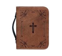 Couverture de Bible, étui de transport de Bible pour femme, support de Bible Vintage en PU, étui de transport de protection pour femme, sac d'écriture à fermeture éclair avec poignée de transport, Vin