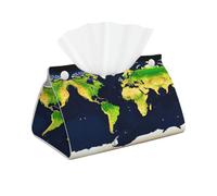 Couverture de boîte à mouchoirs longue en cuir PVC imprimé carte du monde cadeau décoratif pour maison/bureau/voiture