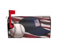Couverture de boîte aux lettres magnétique drapeau américain et baseball pour décoration de jardin, ouverture incurvée et décoration extérieure magnétique