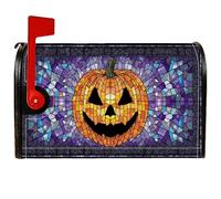 Couverture de boîte aux lettres magnétique en verre teinté pour décoration de jardin, cour, motif citrouille, pour Halloween, 45,7 x 53,3 cm, fond violet