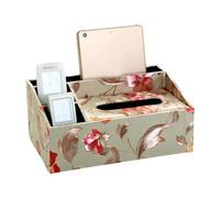 Couverture de boîte de tissu avec le stockage, Housse multifonctionnelle for boîte à mouchoirs en cuir synthétique multicolore 26,5 x 16,5 x 12 cm(F)