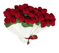 Couverture De Bouquet De Crochet fête des Mères Crochets Flower Bouquets Blanket Handmad, Doux Couverture Bouquet Crochetée Terminée pour la Saint-Valentin, la décoration Intérieure,Rouge,130cm