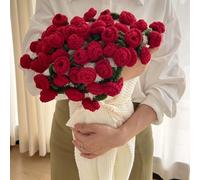 Couverture De Bouquet De Roses Faite À La Main, Produit Fini Couverture Bouquet Au Crochet Fait Main - Couvertures À Jeter pour Idéal Cadeau Fête des Mères,Saint Valentin(Rose-Red,110cm/44in)