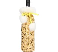 Couverture de bouteille de No?l Beaut ? de paillettes -Tissu decoratif manches pour f��res or