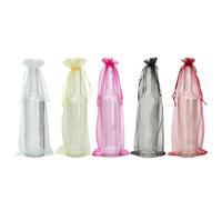 Couverture De Bouteille De Vin En Organza Transparent, 10 Pièces, Sacs Cadeaux, Décoration De Fête De Mariage À Domicile, Artisanat, Fournitures Festives