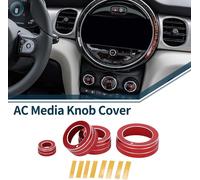 Couverture De Bouton DeDe Volume Des Médias De Climatiseur pour AC Pour Mini Cooper 2014-2022 Robuste | Garniture D'Intérieur Rouge 4 Pièces