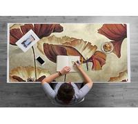 Couverture De Bureau 120x60 cm Facile à Nettoyer Imperméable Protection des Surfaces Idéal à la Maison Bords Arrondis Antidérapante pour L’espace de Travail Vinyle PVC - Peindre de grands coquelicots