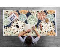 Couverture De Bureau 120x60 cm Vinyle PVC Facile à Nettoyer Bords Arrondis Imperméable Protection des Surfaces Idéal à la Maison Antidérapante pour L’espace de Travail - mandalas colorés