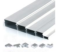 Couverture de câble semi-circulaire auto-adhésif e Kit de goulottes de câbles en aluminium for la maison et le bureau, argent, plusieurs tailles, 2 pièces, 1 m(60x40mm)