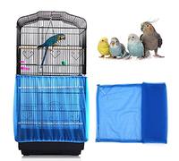 Couverture de Cage à Oiseaux, Housse de Protection en Maille, Attrape Graine, Filet de Perroquet Ajustable en Maille de Nylon, Couvre-Jupe Guard pour Cage Rondes Carré (Bleu)