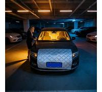 Couverture de calandre de voiture - Protège le radiateur des pierres et des feuilles, style réfléchissant argenté coupe-vent, taille 100x70 cm + raccord intégré à boucle, de maille thermique en