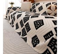 Couverture de canapé à carreaux losanges pour l'automne et l'hiver | Grande couverture décorative universelle pour meubles, canapé, lit, chaise (noir, 180 x 130 cm)