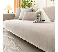 Couverture de canapé antidérapante - Protection de canapé pour assise - Structure à chevrons - Protection de canapé pour chien et chat - Couleur thé laiteux - 90 x 210 cm