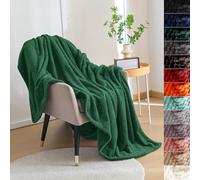 Couverture de Canapé Douce 120 x 160 cm Douce et Chaude, Moelleuse Couverture 300G avec Anti-Boulochage et Bord Ourlé Plaid en Microfibre pour Chambre Hotêl Maison, Vert Foncé