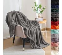 Couverture de Canapé Douce 120 x 160 cm Douce et Chaude, Moelleuse Couverture 300G avec Anti-Boulochage et Bord Ourlé Plaid en Microfibre pour Chambre Hotêl Maison, Gris Foncé