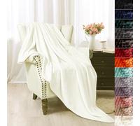 Couverture de Canapé Douce 120 x 160 cm Douce et Chaude, Moelleuse Couverture 300G avec Anti-Boulochage et Bord Ourlé Plaid en Microfibre pour Chambre Hotêl Maison, Blanc cassé