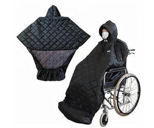 Couverture de Cape Chaude pour Fauteuil Roulant, Couvre Jambes de Fauteuil Roulant Doublés en Polaire avec Capuche et Manches, épaissir Imperméable et Coupe-vent Chancelière