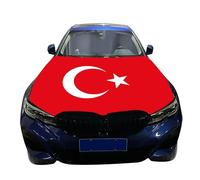 Couverture de capot de voiture avec drapeau turc, bannière décorative capot moteur pour les festivals - drapeau rouge la Turquie avec étoile blanche et lune, 47, 24 x 59, 06 pouces, voiture