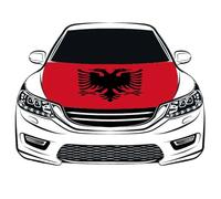 Couverture De Capot De Voiture De Drapeau De L'Albanie De Mode - Bannière De Capot De Voiture De Drapeaux De Modèle D'Aigle Noir, Appropriée 3,3 × 5 Pieds En Polyester Élastique Lavé Coupe-V