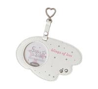 Couverture de carte en forme d'aile d'ange en cuir PU avec sangle et clip en métal pour rangement de photos, badges, couverture imperméable