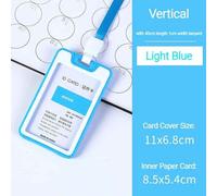 Couverture De Cartes Colorées Avec Lanière,Double Face,Transparente,Carte De Travail Du Personnel,Pass Access,Carte D'identité De Bus,Porte-Carte De Crédit,Manchon De Badge - Type Light Blue #A