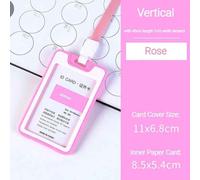 Couverture De Cartes Colorées Avec Lanière,Double Face,Transparente,Carte De Travail Du Personnel,Pass Access,Carte D'identité De Bus,Porte-Carte De Crédit,Manchon De Badge - Type Rose Pink