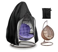 Couverture de Chaise - Housse de Chaise Suspendue de Patio 190 x 115 cm, Housse de Protection pour Oeufs Chaise, Imperméable Robuste Housse de Fauteuil Suspendue Tissu Oxford 420D, Noir