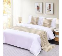 Couverture de chemins de lit bohème avec tricots de pompons, foulards de literie king size, couverture de lit à la maison d’hôtel, serviette de lit tissée, serviette de lit(Size:60*210cm,Color:E)